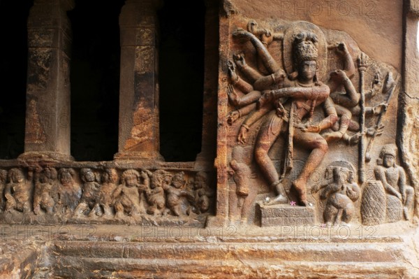 Cave 1 6th century lord Shiva temples of Badami Chalukyan king Mangalesa 593-610 A.D, Karnataka, India Heritage