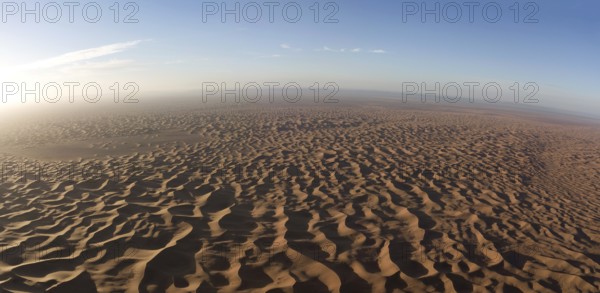 Beatiful aerial panorama landscape in Sahara desert at sunrise