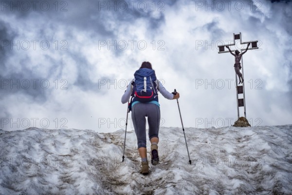 Trekking scene on Lake Como alps