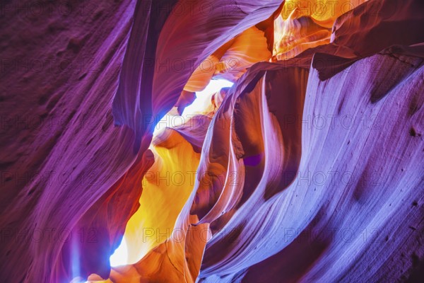 Great red and purple hues slot canyon Antelope. Arizona, USA. Upper Antelope Canyon in the Navajo reservation