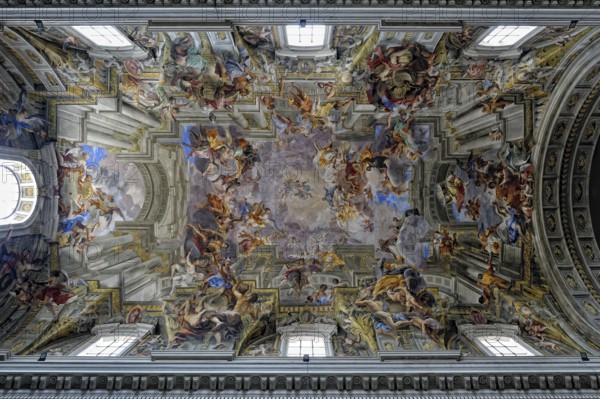 Painting on the ceiling of St Peter's Cathedral, Rome, Italy