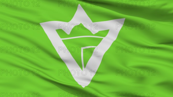 Iwanuma City Flag, Country Japan, Miyagi Prefecture, Closeup View