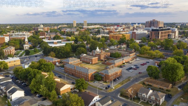 Aerial view university campus area looking into the city suberbs in Lexington KY