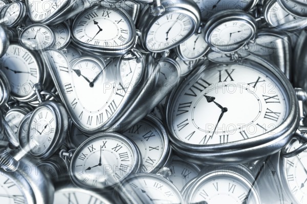 Droste effect background with infinite clock spiral. Abstract design for concepts related to time and deadline