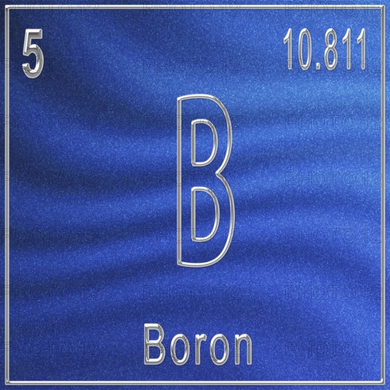 Boron chemical element, Sign with atomic number and atomic weight, Periodic Table Element