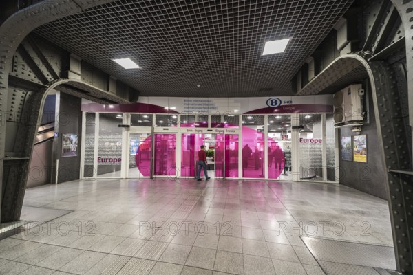 Belgium, 03 21 2018: Entrance of the international ticket office at the Brussels South railwaystation