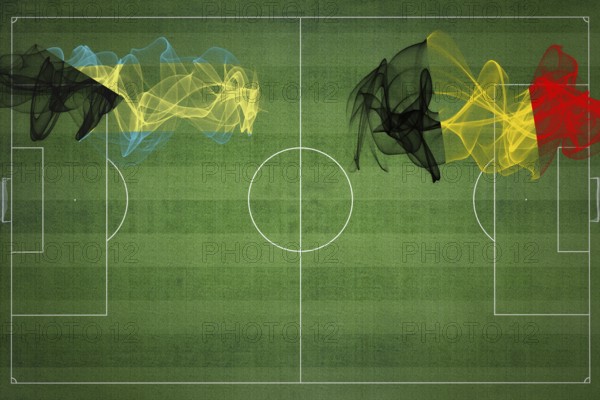 Bahamas vs Belgium Soccer Match, national colors, national flags, soccer field, football game, Competition concept, Copy space