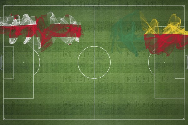 Georgia vs Benin Soccer Match, national colors, national flags, soccer field, football game, Competition concept, Copy space