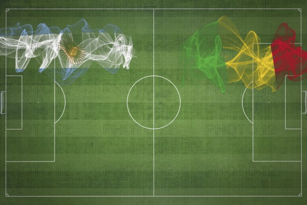 Argentina vs Mali Soccer Match, national colors, national flags, soccer field, football game, Competition concept, Copy space