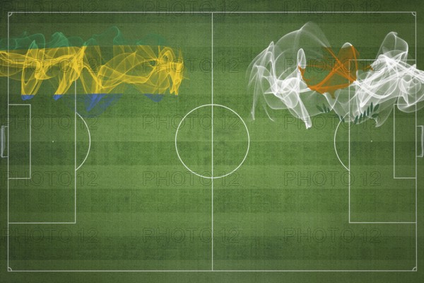 Gabon vs Cyprus Soccer Match, national colors, national flags, soccer field, football game, Competition concept, Copy space