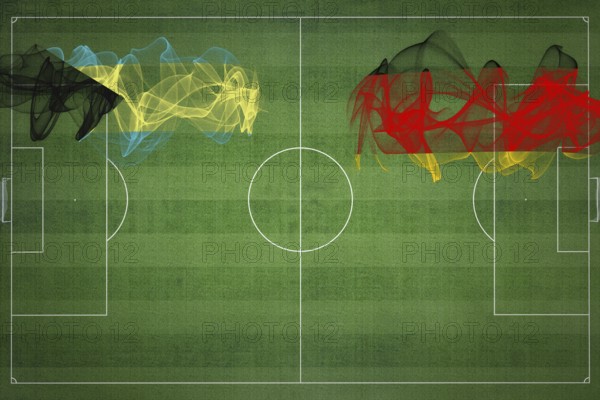 Bahamas vs Germany Soccer Match, national colors, national flags, soccer field, football game, Competition concept, Copy space