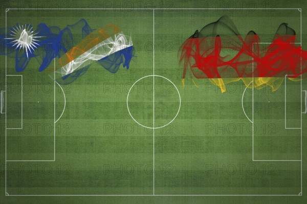 Marshall Islands vs Germany Soccer Match, national colors, national flags, soccer field, football game, Competition concept, Copy space
