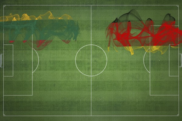 Lithuania vs Germany Soccer Match, national colors, national flags, soccer field, football game, Competition concept, Copy space