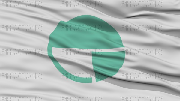 Closeup of Nagano Flag, Capital of Japan Prefecture, Waving in the Wind, High Resolution