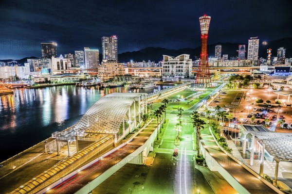 Night view of Kobe Meriken Park. Shooting Location: Kobe city, Hyogo Pref