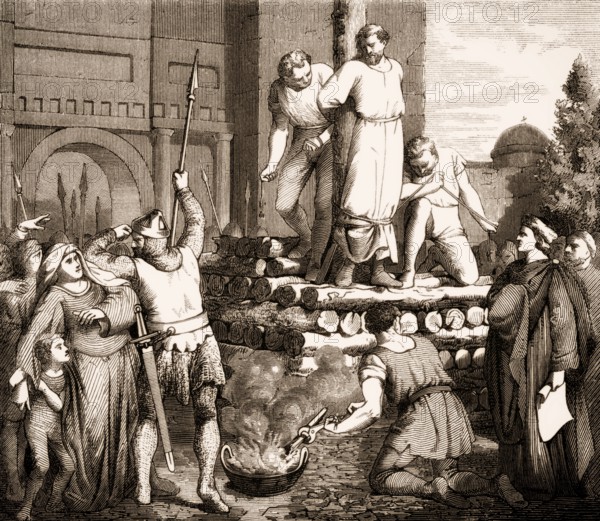 Arnold of Brescia burned at the stake at the hands of the Papal guards, June 1155