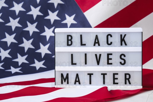American flag. Lightbox with text BLACK LIVES MATTER Flag of the united states of America. July 4th Independence Day. USA patriotism national holiday. Usa proud. Freedom concept