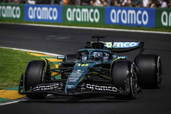 Lance Stroll of Canada drives the Aston Martin Aramco F1 Team AMR25 during third practice in the 2025 Australian Grand Prix at Albert Park in Melbourne, Australia