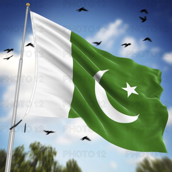 Flag of Pakistan, This is a computer generated and 3d rendered image