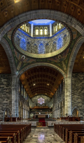 Galway, Ireland, 28 July, 2022: interior view of the nave and cupola of Galway Cathedral