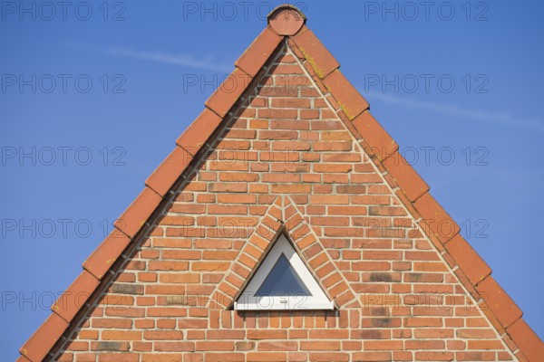 Roof gable, small window, detached house, Rosenwinkel, Bad Doberan, Mecklenburg-Vorpommern, Germany