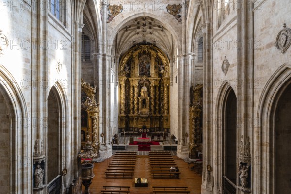 Salamanca, Spain, January 15, 2022: Interior view of the church of the Monastery of San Esteban