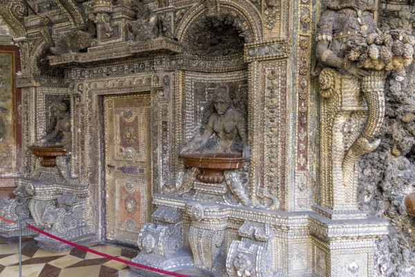 Detail of the shell sculptures in the Grottenhof in the Munich Residence, Munich, Upper Bavaria, Bavaria, Germany
