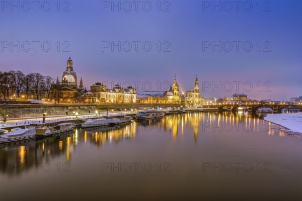 Dresden historic skyline in the old town in winter
