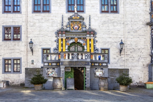 Facade of the town hall, Weserrenaissance, Hannoversch Münden, Lower Saxony, Germany