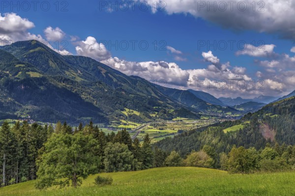 Landscape of valley in Alps mountains in central Styria, Austria