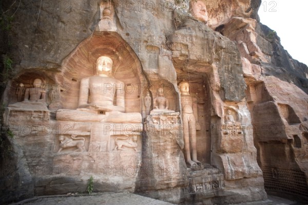 Statue of jain tirthankaras in gwalior fort, Madhya Pradesh, India