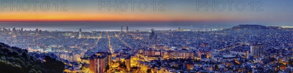 Panorama of Barcelona in Spain at dawn