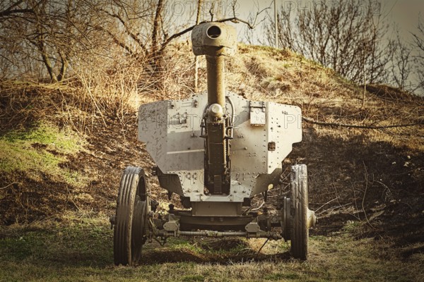 An Old Artillery Gun in the Field Silistra, Bulgaria