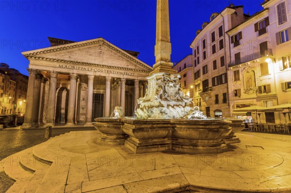 Italy, Rome, Pantheon. Night shot with fountain Austria