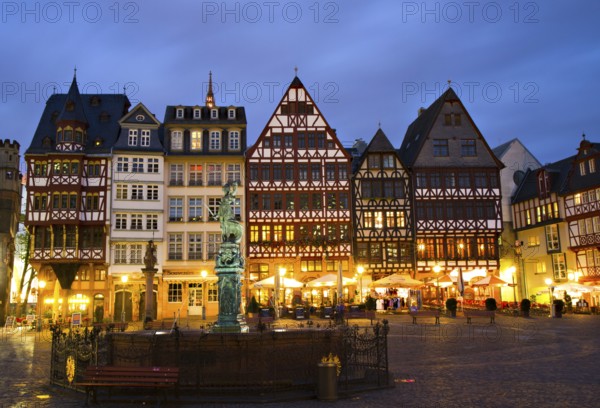 Historic Centre of Frankfurt at Twilight, Hesse, Germany Frankfurt, Germany