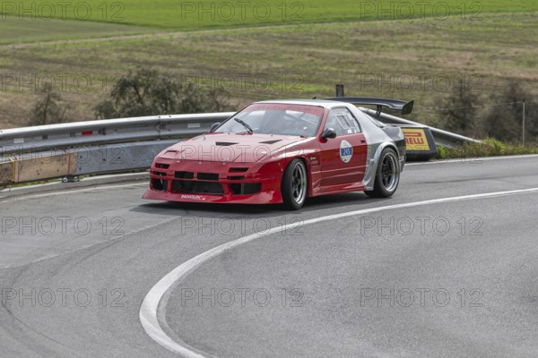 Gehr Markus from Tann in a 1987 Mazda RX7 Torbo, 1300 cc, 540 hp. At the 1st Malters hill climb in Malters, Lucerne, Switzerland