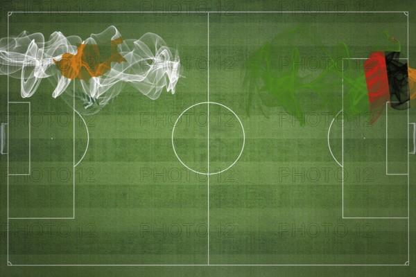 Cyprus vs Zambia Soccer Match, national colors, national flags, soccer field, football game, Competition concept, Copy space