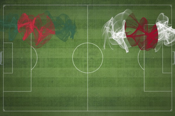 Bangladesh vs Japan Soccer Match, national colors, national flags, soccer field, football game, Competition concept, Copy space