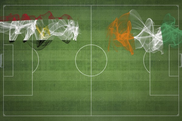 Egypt vs Ivory Coast Soccer Match, national colors, national flags, soccer field, football game, Competition concept, Copy space