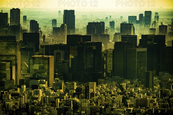 Tokyo buildings and dusk sky. Shooting Location: Sumida Ward, Tokyo