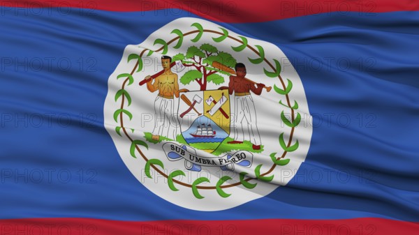 Closeup Belize Flag, Waving in the Wind, High Resolution