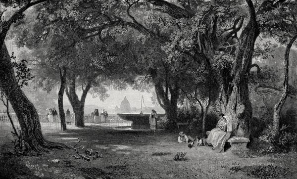 The view from the Pincian Hill, Rome, Italy, 19th Century