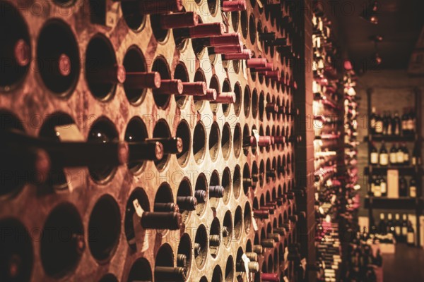 Row of wine racks. Shooting Location: Toronto