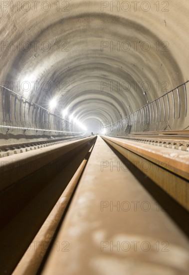 The railroad of the subway during the final steps of the tunnel construction