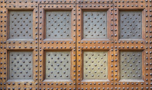 Antique door in historical building, Concept of security, mystery, grunge