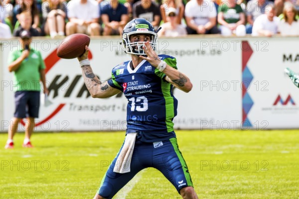 erima GFL / German Football League, Schwaebisch Hall Unicorns - Straubing Spiders in the Optima-Sportpark Shwaebisch Hall on July 02.2023 Germany
