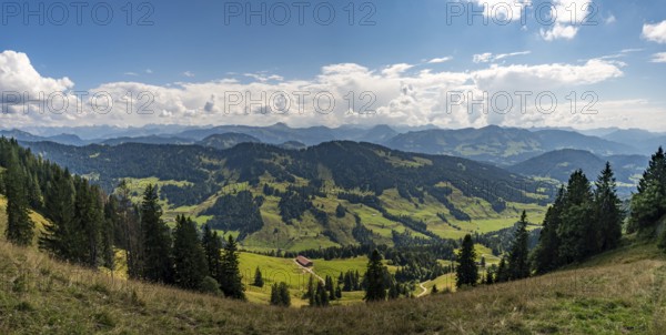 Beautiful sunset hike to the Hochgrat on the Nagelfluhkette near Oberstaufen in Allgäu, Bavaria