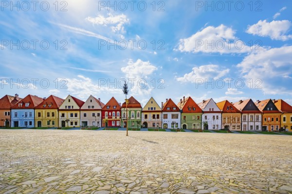 Row of houses on the town hall square in Bardejov, Slovakia Bardejov, Slovakia