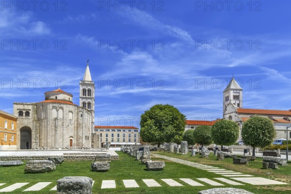 View of Roman Forum with Church of St. Donatus and St. Mary's Church, Zadar, Croatia