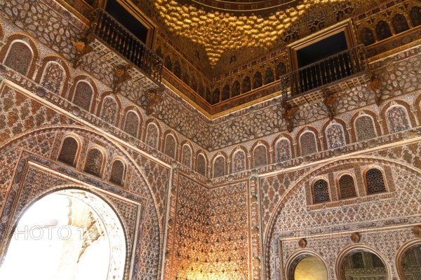 Spain, Andalusia. The Alcazar in Seville. Wooden dome in the Salon de Embajadores Austria